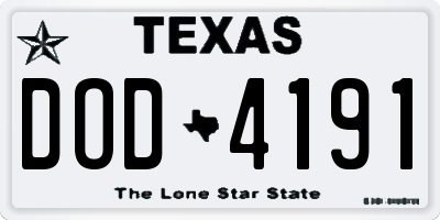 TX license plate DOD4191