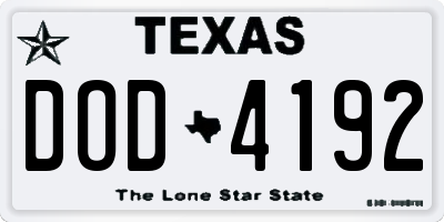 TX license plate DOD4192