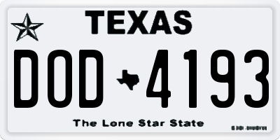 TX license plate DOD4193