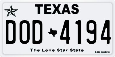 TX license plate DOD4194
