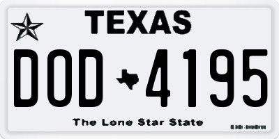 TX license plate DOD4195