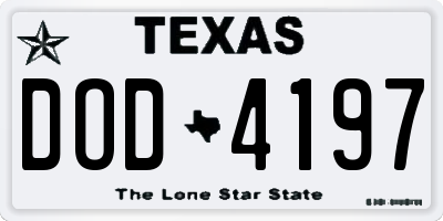 TX license plate DOD4197