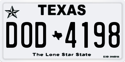 TX license plate DOD4198