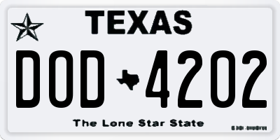 TX license plate DOD4202