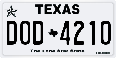 TX license plate DOD4210