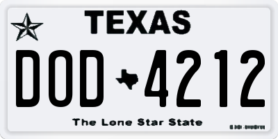TX license plate DOD4212
