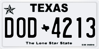 TX license plate DOD4213