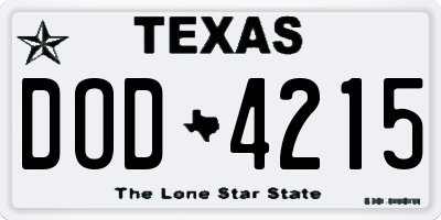 TX license plate DOD4215