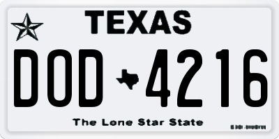 TX license plate DOD4216