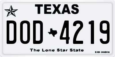 TX license plate DOD4219