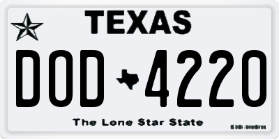 TX license plate DOD4220
