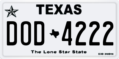 TX license plate DOD4222