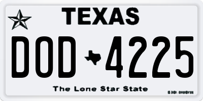 TX license plate DOD4225