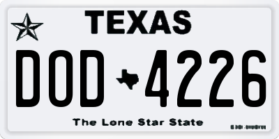 TX license plate DOD4226