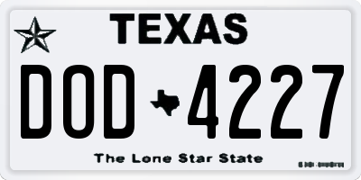 TX license plate DOD4227