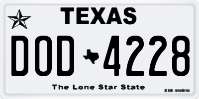 TX license plate DOD4228