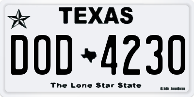 TX license plate DOD4230