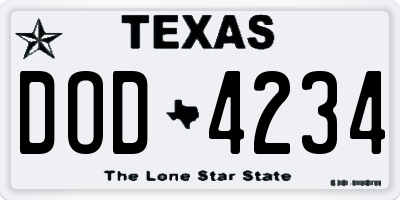 TX license plate DOD4234