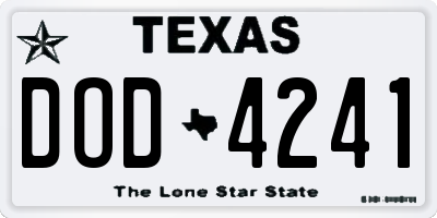 TX license plate DOD4241