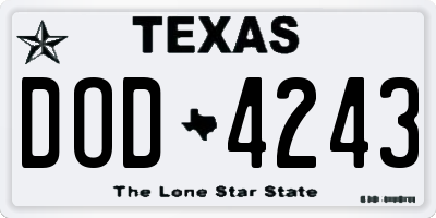 TX license plate DOD4243