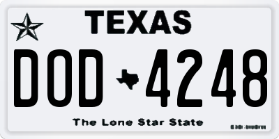 TX license plate DOD4248