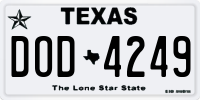 TX license plate DOD4249
