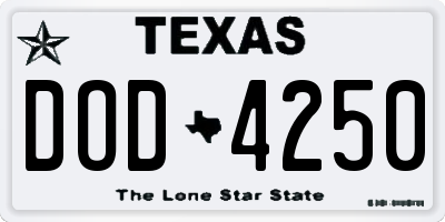 TX license plate DOD4250