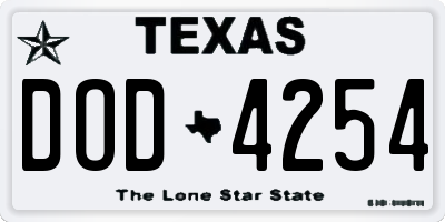 TX license plate DOD4254
