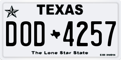 TX license plate DOD4257
