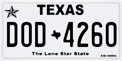 TX license plate DOD4260