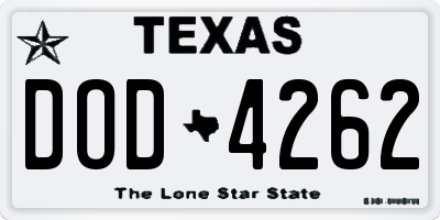 TX license plate DOD4262