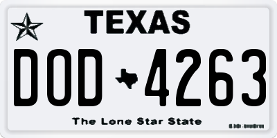 TX license plate DOD4263