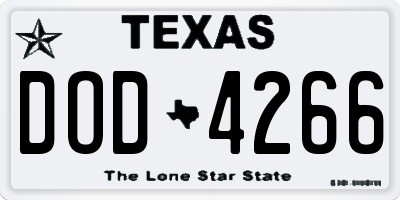 TX license plate DOD4266