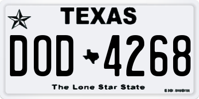 TX license plate DOD4268