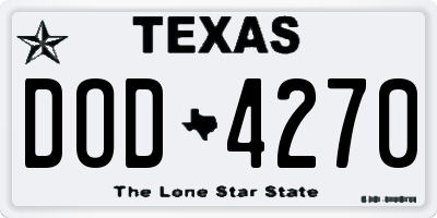 TX license plate DOD4270