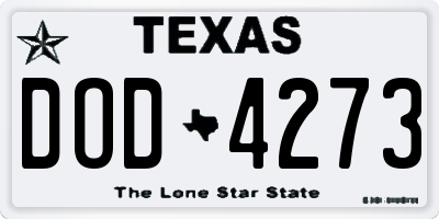 TX license plate DOD4273