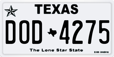 TX license plate DOD4275