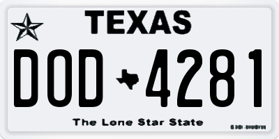 TX license plate DOD4281