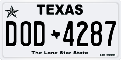 TX license plate DOD4287