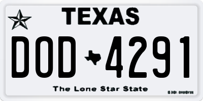 TX license plate DOD4291