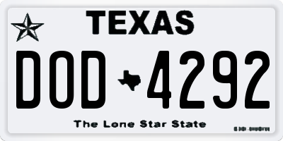 TX license plate DOD4292