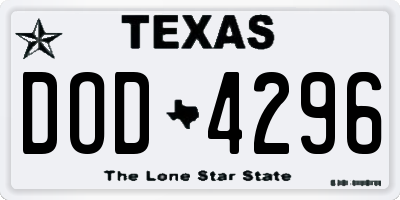 TX license plate DOD4296