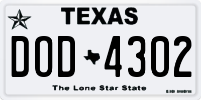 TX license plate DOD4302