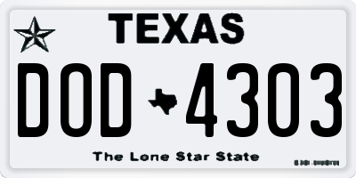 TX license plate DOD4303