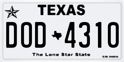 TX license plate DOD4310