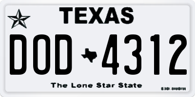 TX license plate DOD4312