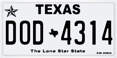TX license plate DOD4314