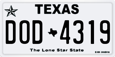 TX license plate DOD4319