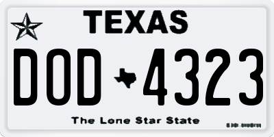 TX license plate DOD4323