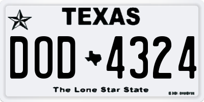 TX license plate DOD4324